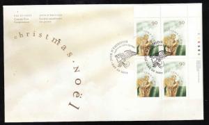 Canada-Sc#1766-stamps [UR Plate Block] on FDC-Christmas-Angels-1998-