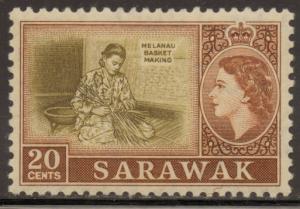 Sarawak 1950 #205 Elizabeth & Basket Making Mint Hinged