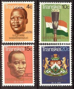 Transkei RSA 1976 Independence Day Flags Coats of Arms Set of 4 MNH