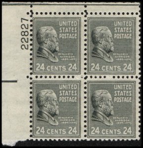 US #828 HARRISON MNH UL PLATE BLOCK #22827