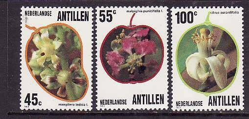 Netherlands Antilles-Sc#496-8-unused NH set-Flowers-Flora-Fruit trees-1983-