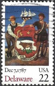 United States #2336 22¢ Delaware Statehood (1987). Used.