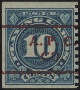 SC#RF20 10¢ Playing Card Stamp: Precancelled A.P.C. Co. (1926) Used