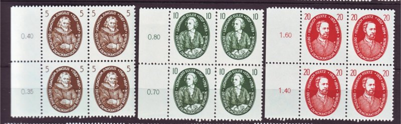 J22513 Jlstamps 1957 germany ddr blk,s/4 set mnh #352-4 portraits types