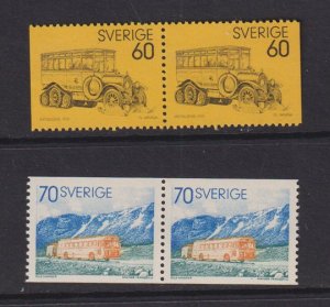 Sweden  #990-991 MNH 1973 mail coach ,  postal autobus in pairs