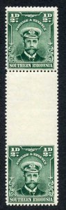 Southern Rhodesia SG1 1/2d Gutter pair with Lower stamp Imperf at top U/M
