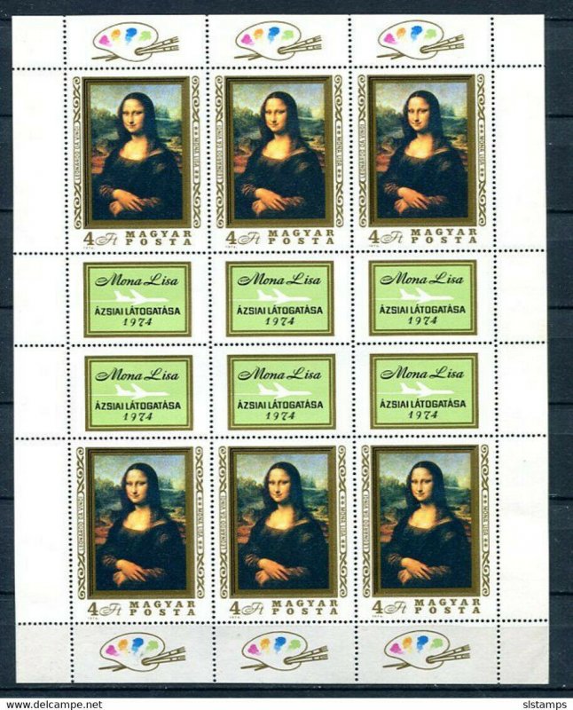 Hungary 1974 Sc 2280 Mona Lisa by Leonardo DdaVinci Mini Sheet MNH Perf 10938