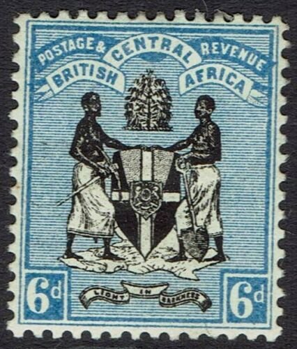 BRITISH CENTRAL AFRICA NYASALAND 1895 ARMS 6D NO WMK  