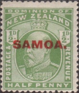 Samoa 1914 SG115 ½d yellow-green KEVII with SAMOA. ovpt MNH