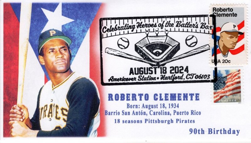 24-265, 2024, Heroes of the Batters Box, Pictorial Postmark, Americover, Roberto