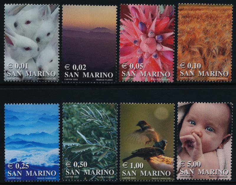 San Marino 1522-9 MNH Rabbits, Cactus, Olives, Sparrows, Baby