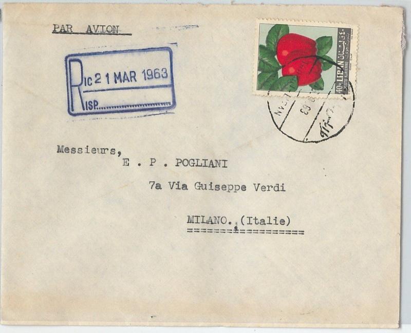 58890 -  LEBANON Liban - POSTAL HISTORY: REGISTERED COVER to ITALY  1948 - FRUIT