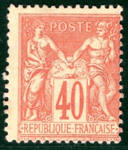 FRANCE Stamp Scott.95 40c Red/Straw (1880) PEACE & COMMERCE Mint Cat $90 YOG150