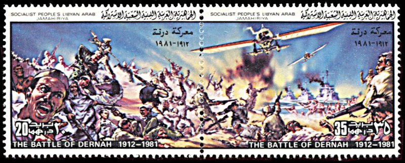 Libya 921, MNH, The 1912 Battle of Dernah se-tenant pair