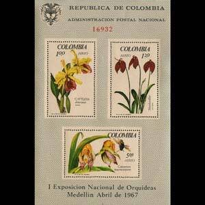 COLOMBIA 1967 - Scott# C491a S/S Orchid LH