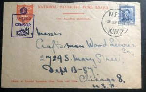 1943 New Zeland Censored On Active Service OAS Cover to Chicago IL USA