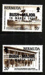 Bermuda-Sc#605-6- id9-unused NH set-Ships-Bush-Major-1990-