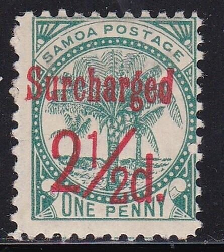 Album Treasures Samoa  Scott # 28   2 1/2p on 1p  Palms  Mint Hinged