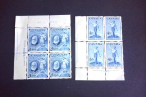 Canada Sc# 274-275 Blocks of 4 MNH some perf separation