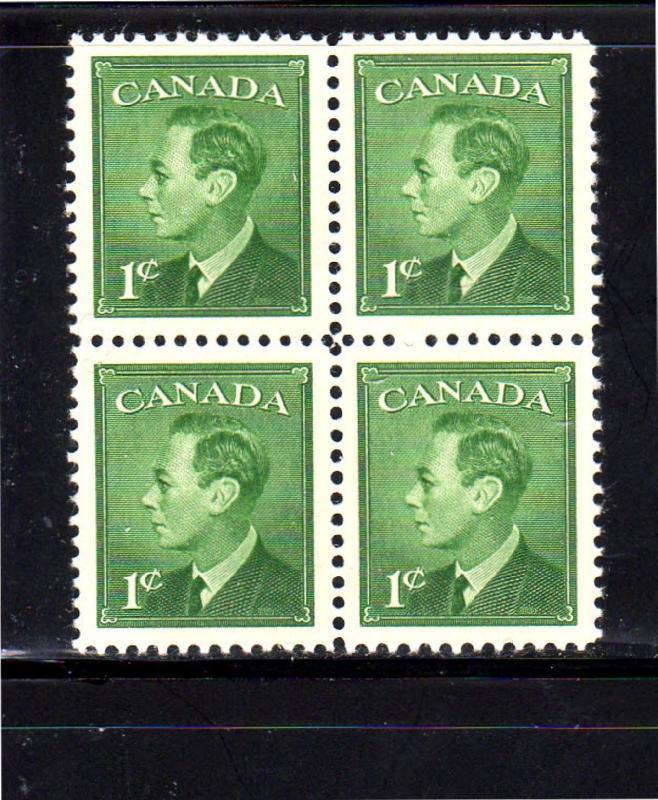 CANADA #289  1950  1c  KING GEORGE VI BLOCK OF 4   MINT  VF NH  O.G