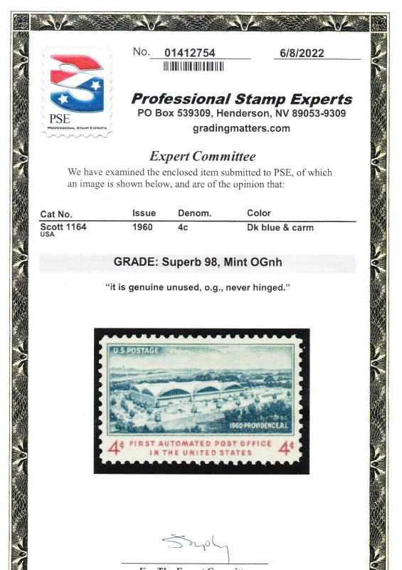 MOstamps - US #1164 Mint OG NH Grade 98 with PSE cert - Lot # MO-3642 SMQ $75 