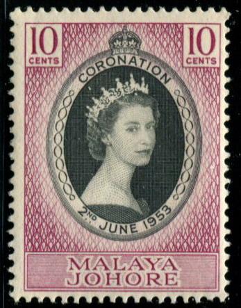 MALAYA-JOHORE 155 Mint OG 1953 Coronation