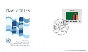 United Nations #484 Flag Series 1986, Zambia, Official Geneva FDC