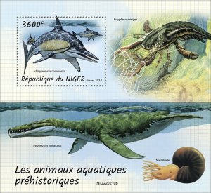 NIGER - 2022 - Prehistoric Water Animals - Perf Souv Sheet - Mint Never Hinged