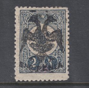 Albania Sc 8 MLH. 1913 2pi blue black, Double Headed Eagle overprint, backstamp