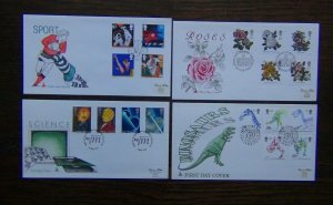 Great Britain 1991 Scientific Dinosaurs Roses Games First Day Covers Used 