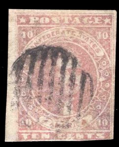 MOMEN: US STAMPS CSA #5 VAR. BURGUNDY SCARCE SHADE IMPERF USED LOT #78722