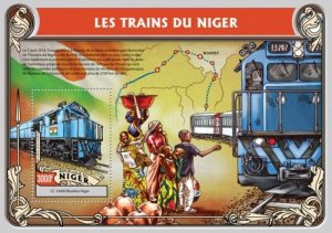 Niger - 2016 Niger Trains on Stamps - Stamp Souvenir Sheet - NIG16311b