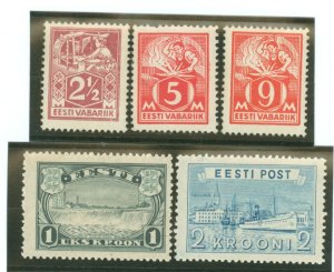 Estonia #68/70/71/149/138 Unused Single