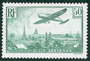 FRANCE Air Mail Scott.C14 50Fr Emerald (1936) High Value Mint XLMM Cat $800 SBG2