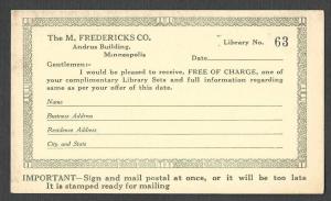 Ca 1916 PC MINNEAPOLIS MN THE FREDERICKS CO, LIBRARY PRODUCTS