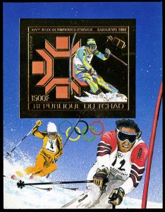 Chad #447A, 1983 Skier souvenir sheet, never hinged