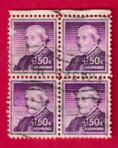 US SCOTT#1051 1955 50c SUSAN B. ANTHONY BLOCK OF [4] - USED