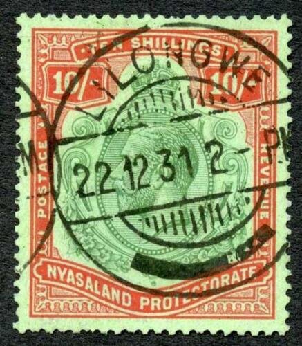 Nyasaland SG113g 10/- Lines omitted from Scroll Cat 600 pounds 