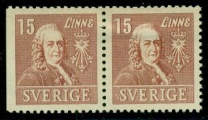 SWEDEN #298, a 15ore Linne, perf 3 sides + 4 sides Pair, og, LH, Facit $205.00