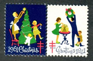 Christmas Seals from 1961 MNH Attached Pair