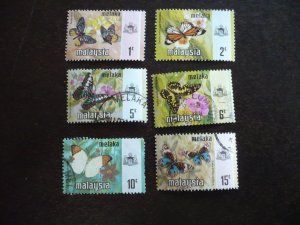 Stamps - Malaya Malacca - Scott# 74-79 - Mint H & Used Part Set of 6 Stamps
