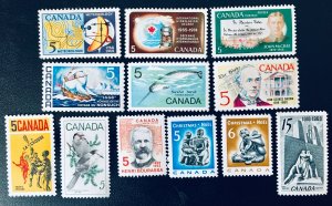 Canada #478-489. Set of 1968 Canadian commemoratives. Twelve stamps. MNH