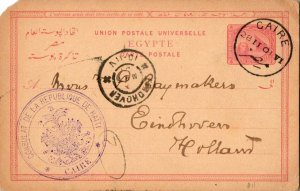 Egypt 4m Sphinx and Pyramids Postal Card 1901 Caire to Eindhoven, Netherlands...