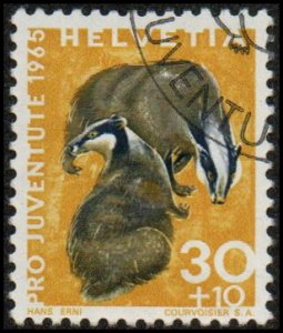 Switzerland B353 - Used - 30c+10c European Badgers (1965) (cv $0.55)