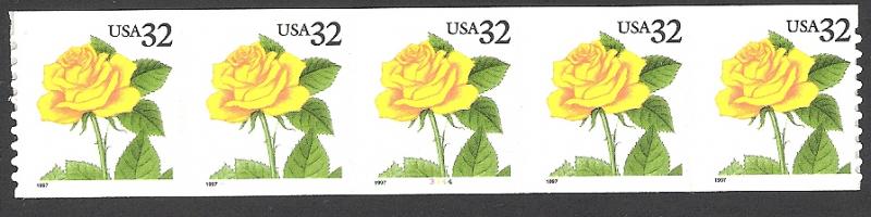 US #3054 Coil PNC5, Pl #3344, Rose, MNH