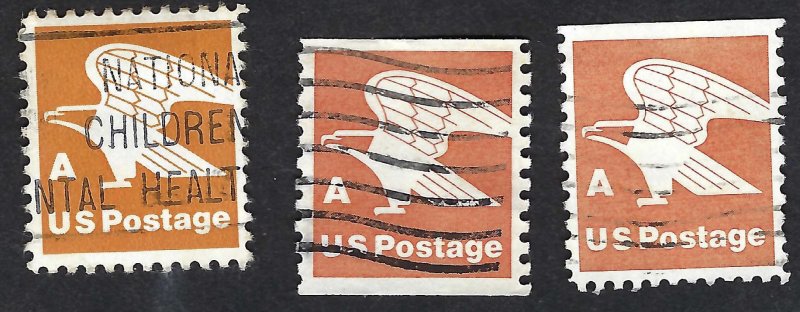 United States #1735, 1736 &1743 3 x A (15¢) Stylized Eagle (1978). Used.