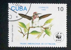 CUBA Sc# 3429 WWF HUMMINGBIRDS World Wildlife BIRDS  10c 1992 used cto