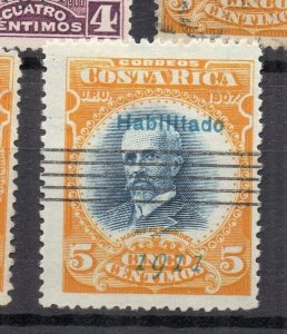 Costa Rica 1907 Early Issue Fine Used 5c. Optd NW-231933