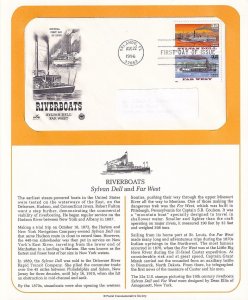 1996 Riverboats Sc 3091-95 FDCs on 3 PCS info pages 3095a set of 5 designs