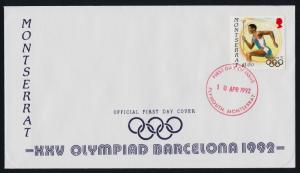 Montserrat 795 on FDC - Olympic Sports, Torch bearer